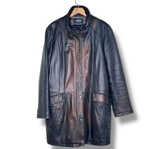 BGSD‎ Women's 1X Lambskin Leather Coat Black Bronze Quilted Lined Long Jacket